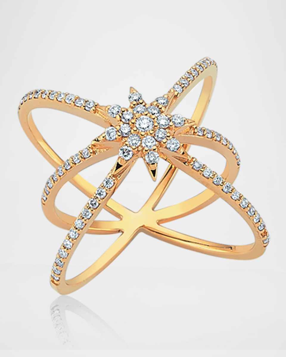 Venus Star 14k Diamond Crisscross Ring, Size 7